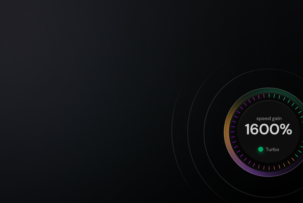 Speed gauge showing 400% improvement