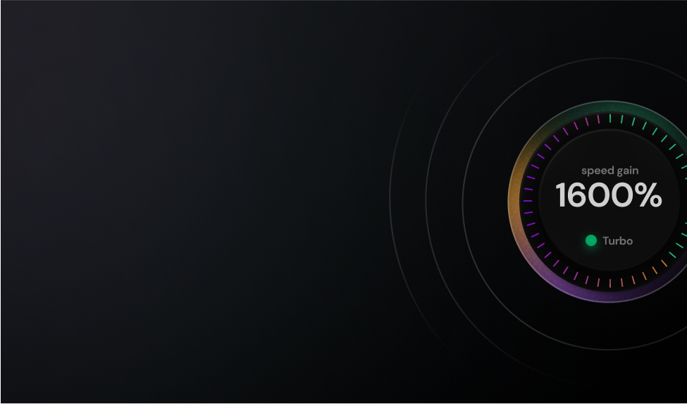 Speed gauge showing 400% improvement